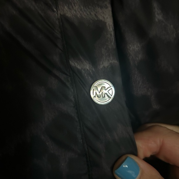 Michael Kors Gorpcore Outdoor Leopard Print Quilted Vest, Silver Zipper Sz L - Picture 8 of 15